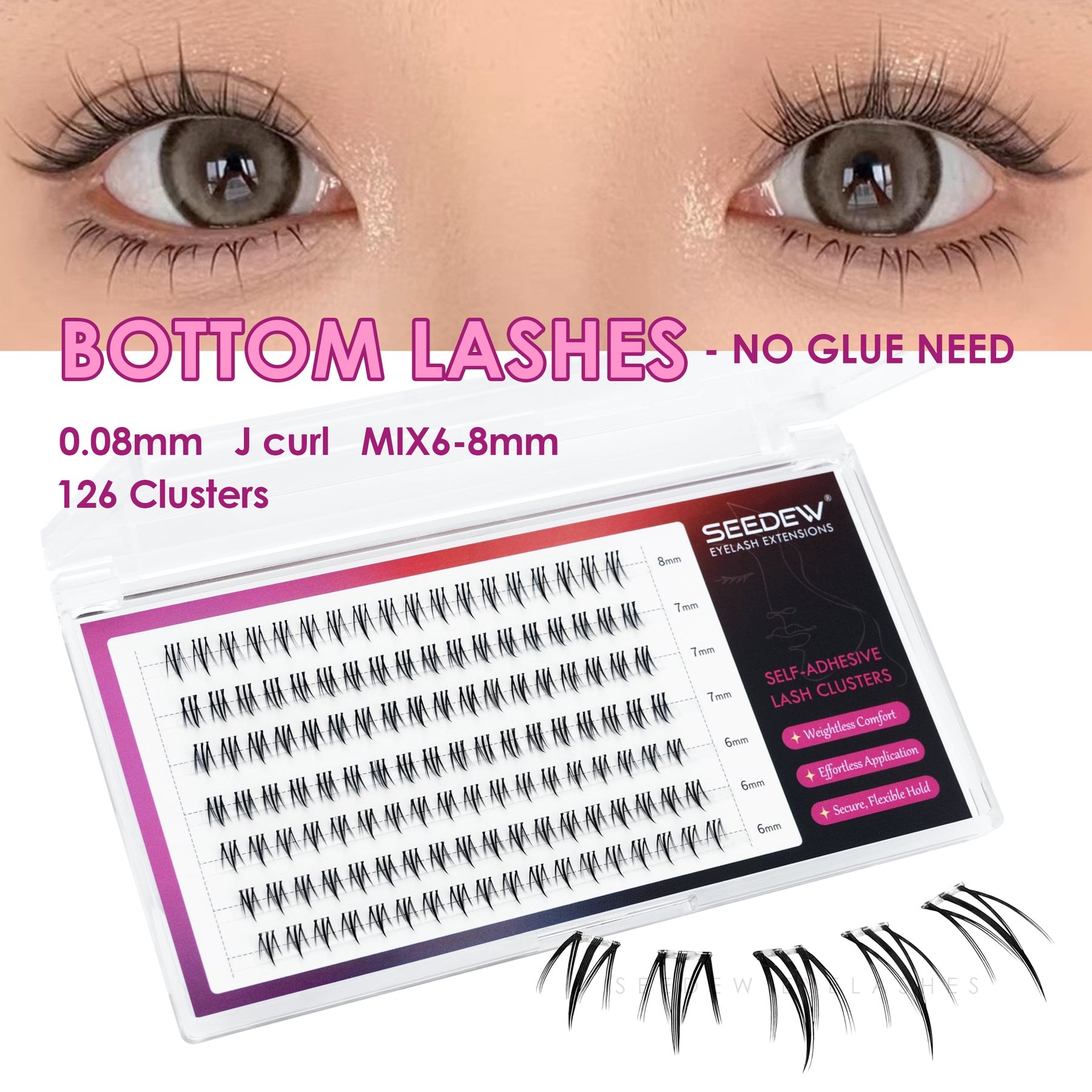 Pop-On Eyelashes - Bottom Lashes Small flame