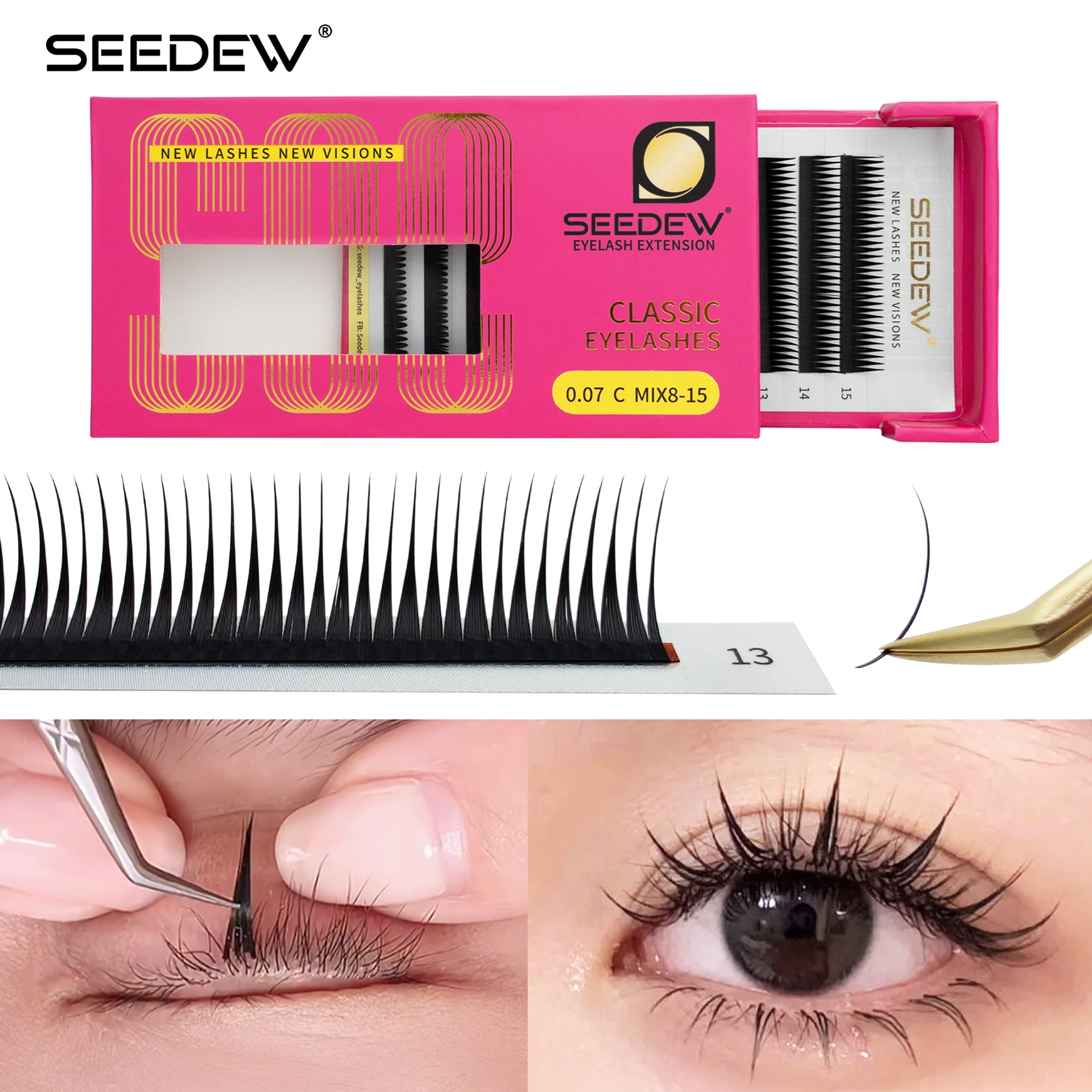 Extensions de cils classiques de 0,15 mm