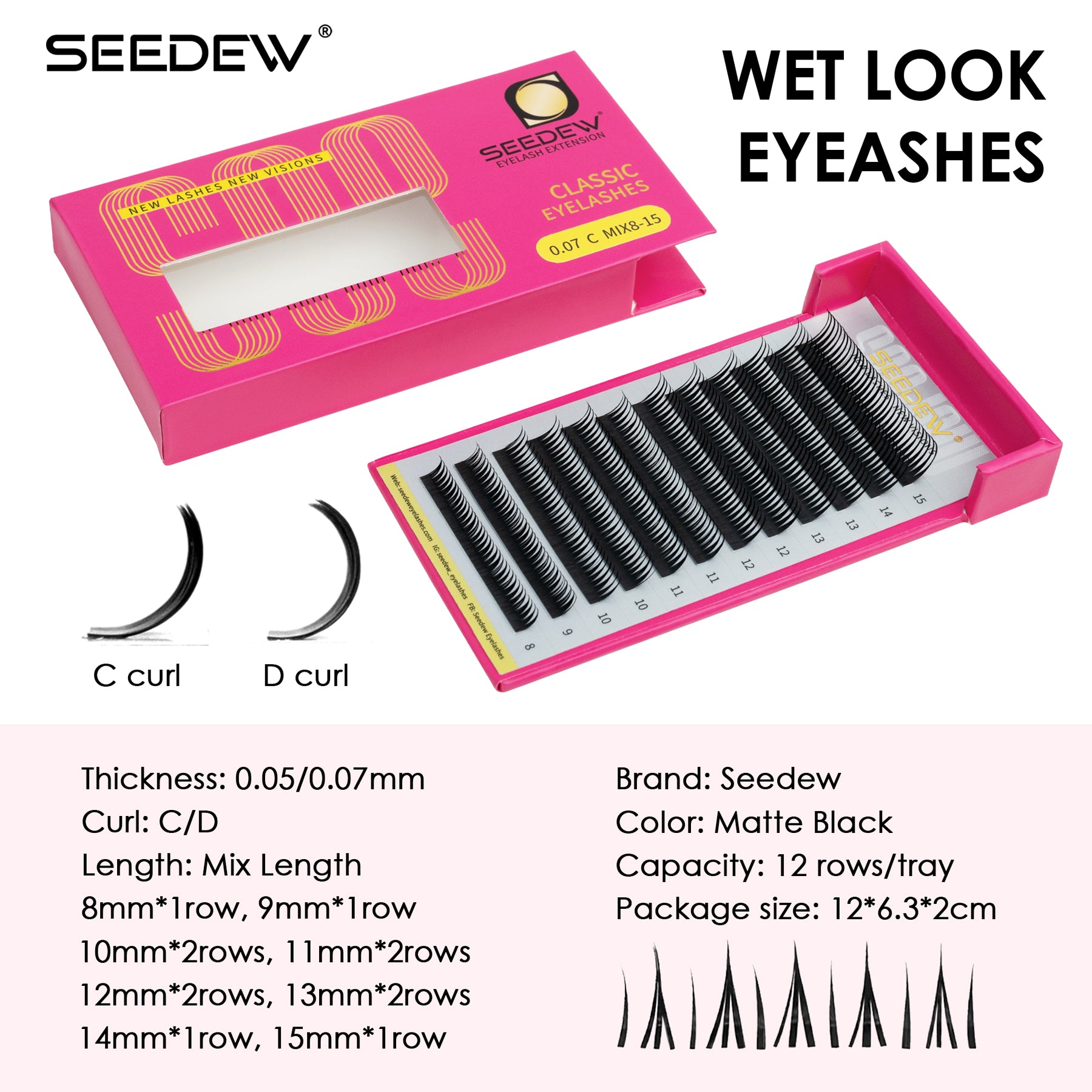 Extensions de cils classiques de 0,15 mm