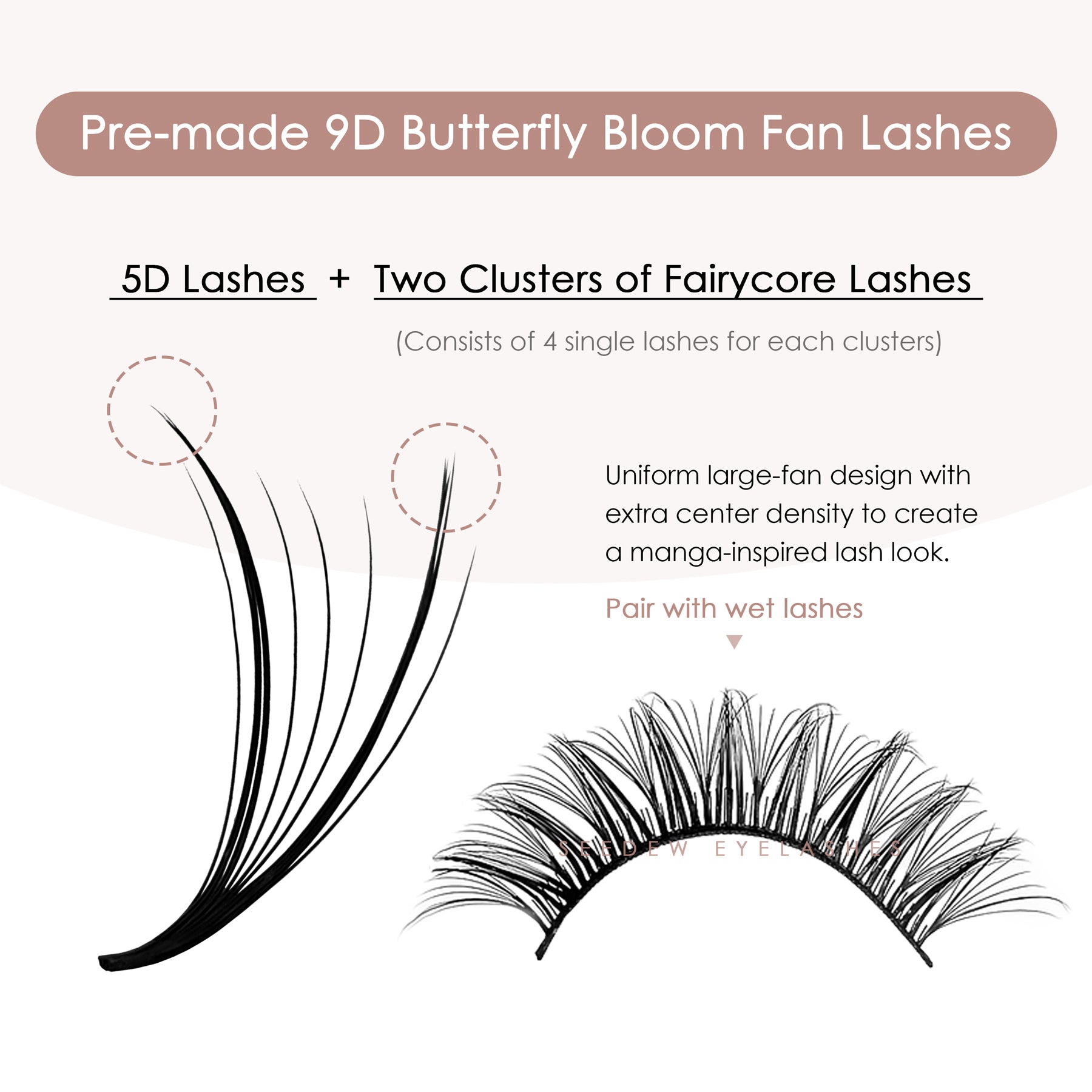Extensiones de pestañas prefabricadas 6D/10D