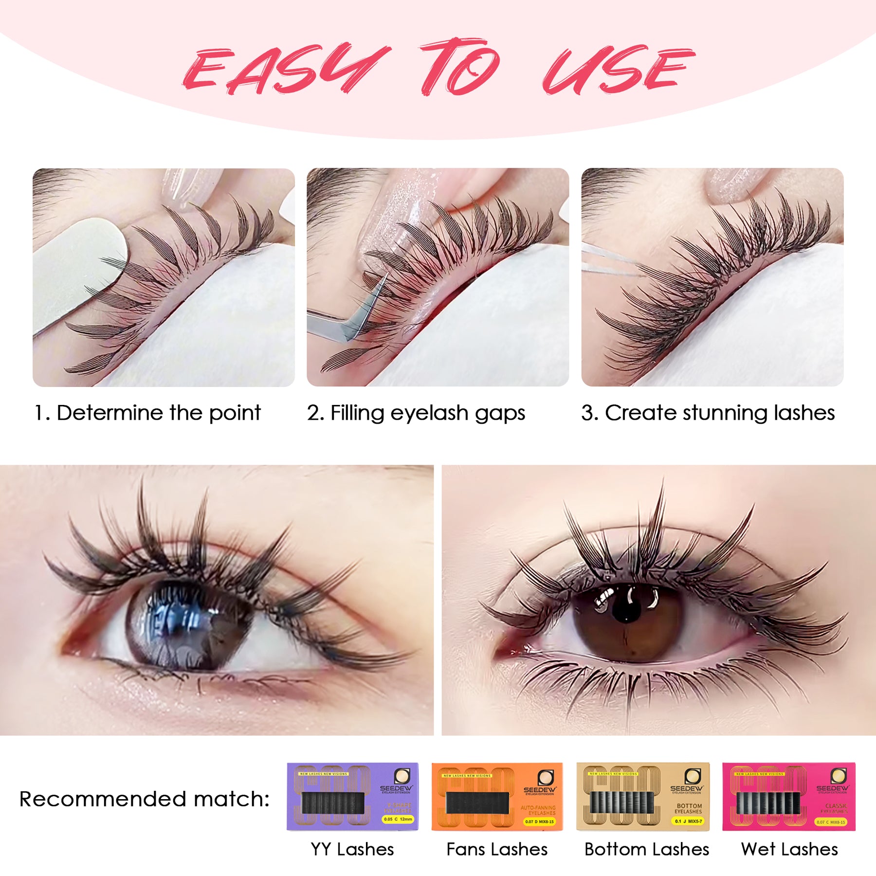 Extensiones de pestañas prefabricadas 6D/10D