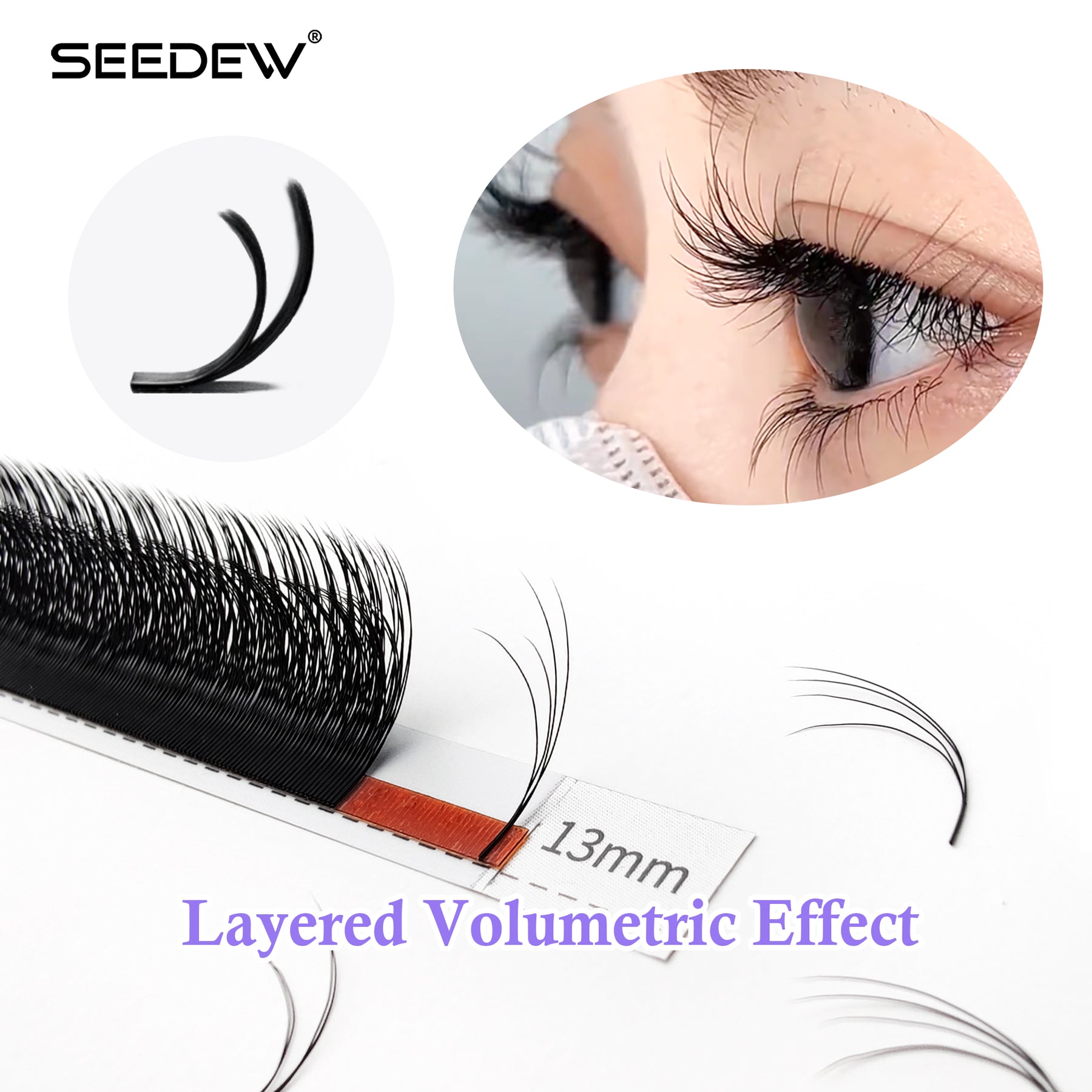 Extensiones de pestañas YY con tres puntas divididas