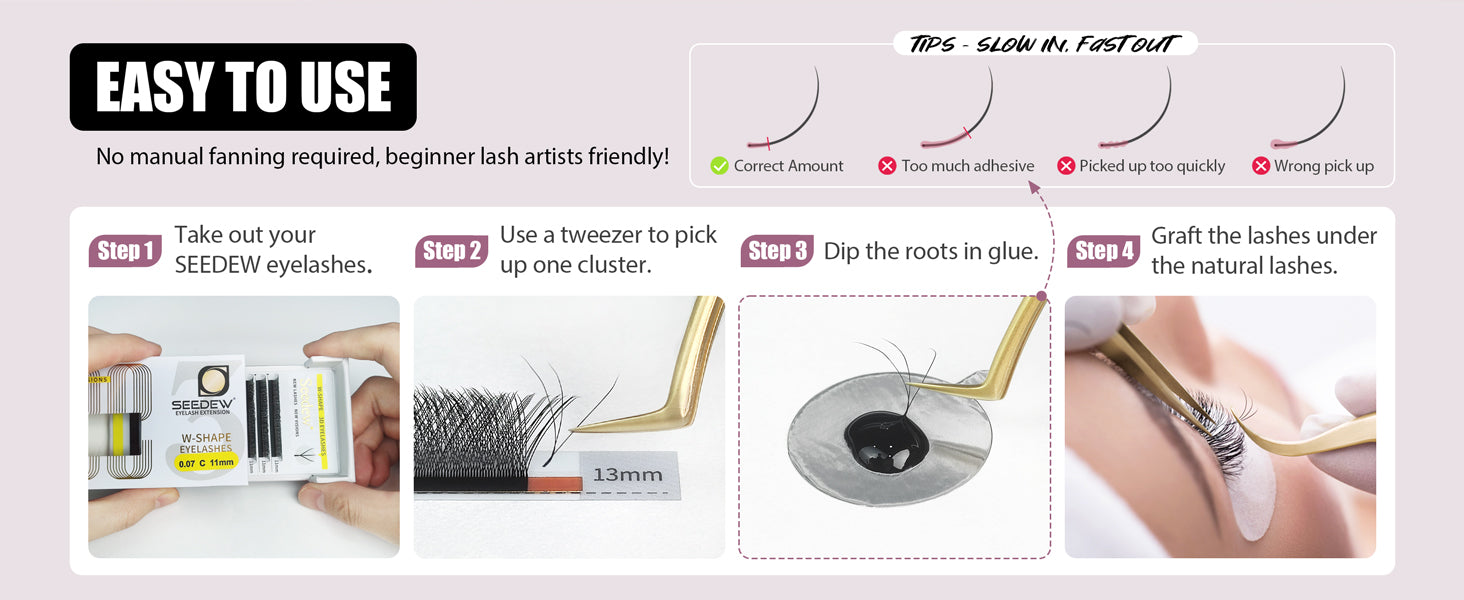 W Shape 3D Premade Fans Eyelash Extensions