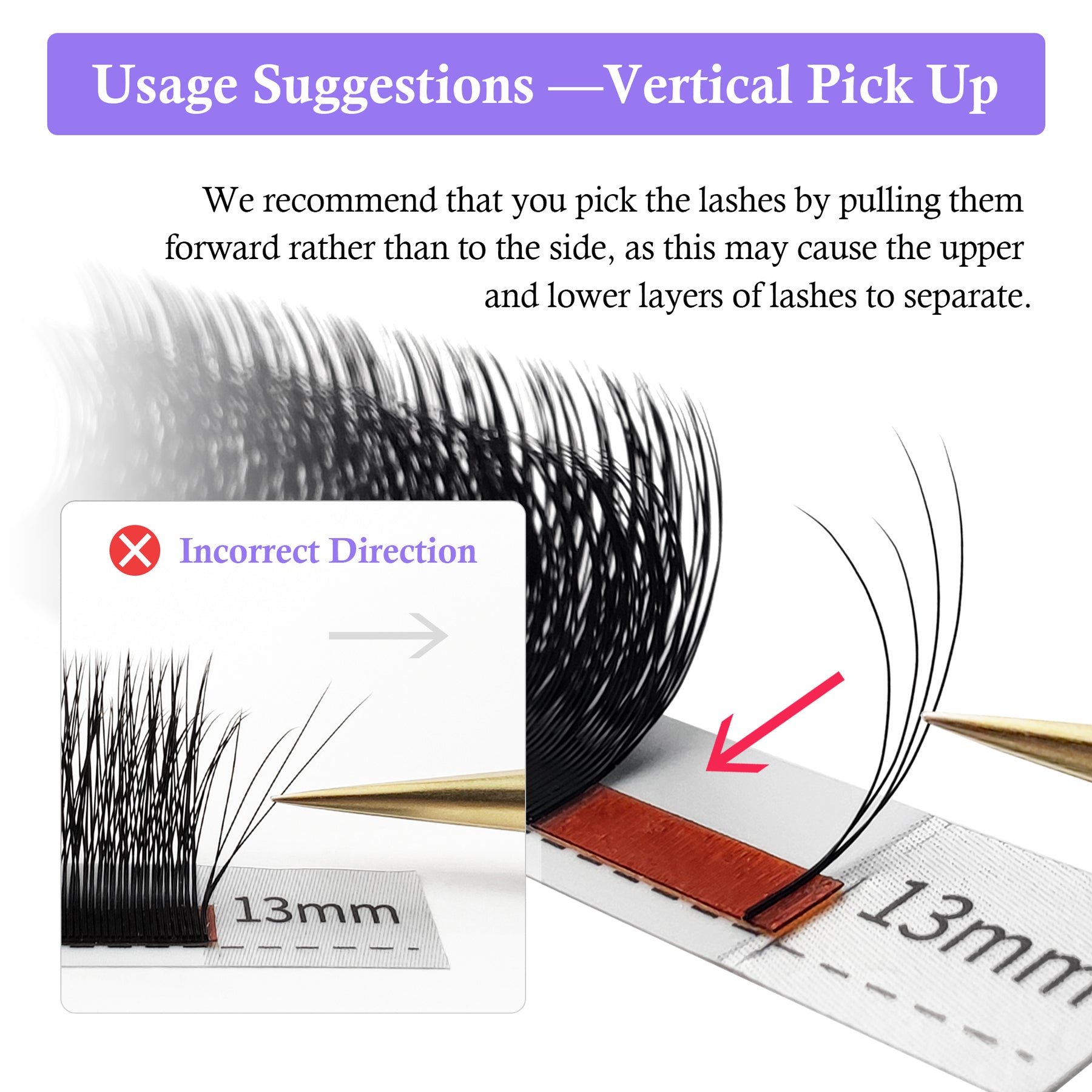 Extensiones de pestañas YY con tres puntas divididas