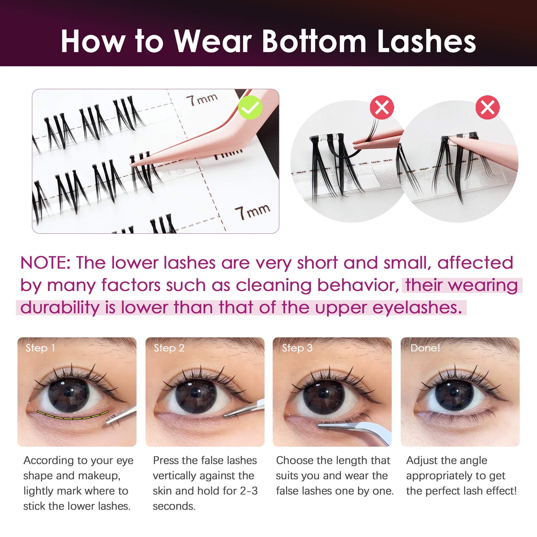Pop-On Eyelashes - Bottom Lashes Small flame