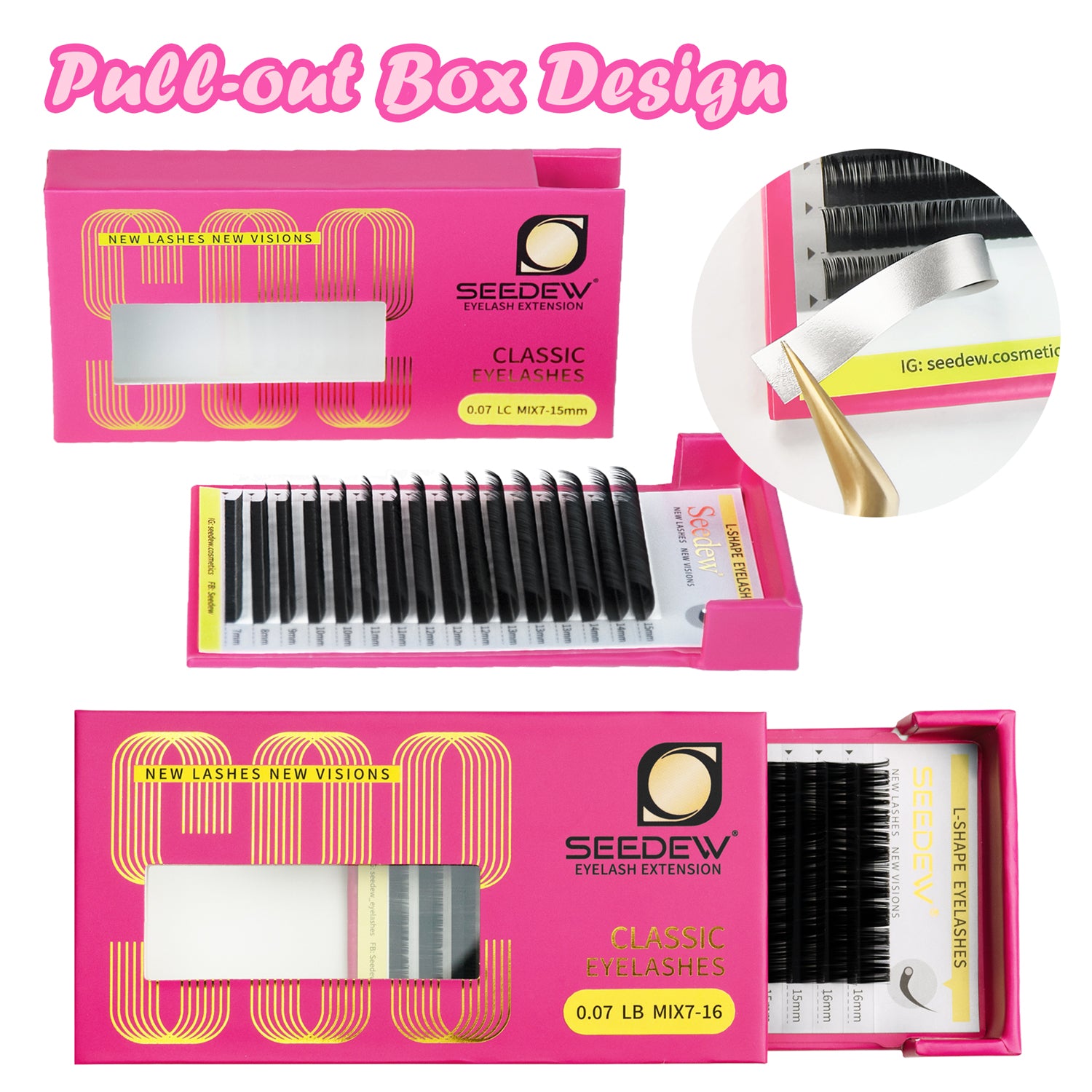 Extensiones de pestañas de forma especial L/LJ/LB/LC/LD/N