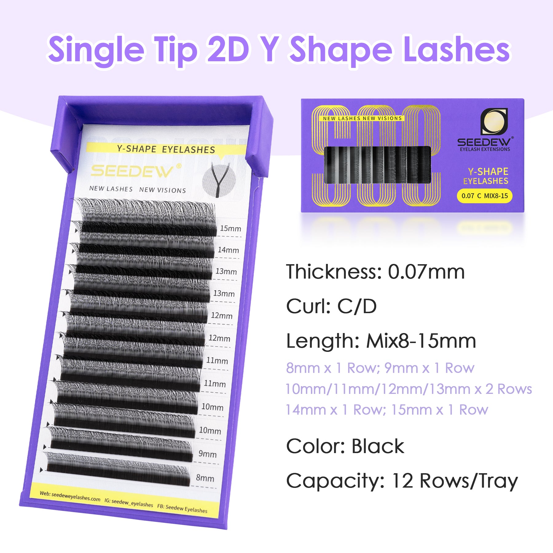 Single Tip 2D Y Eyelash Extensions