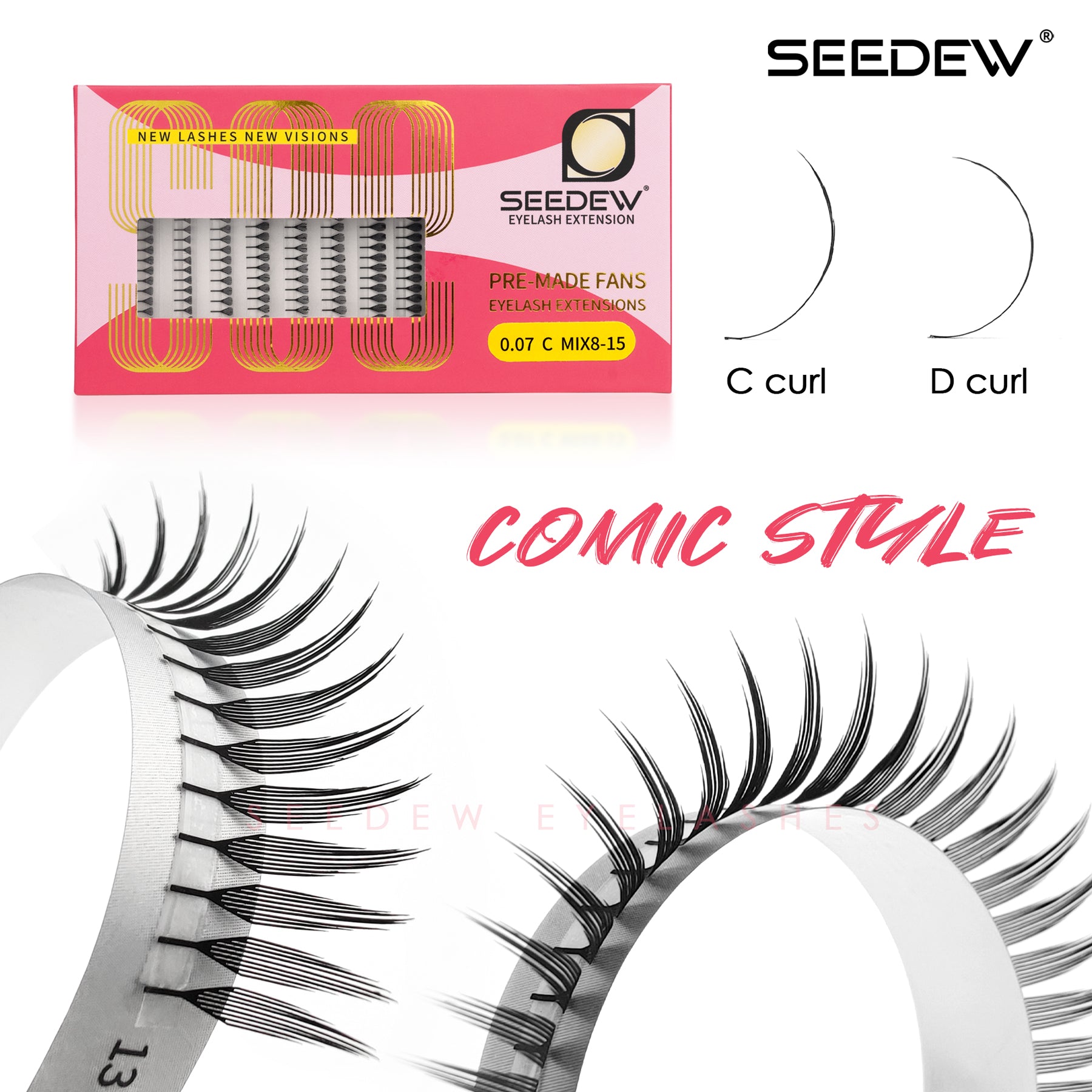 Extensiones de pestañas prefabricadas 6D/10D