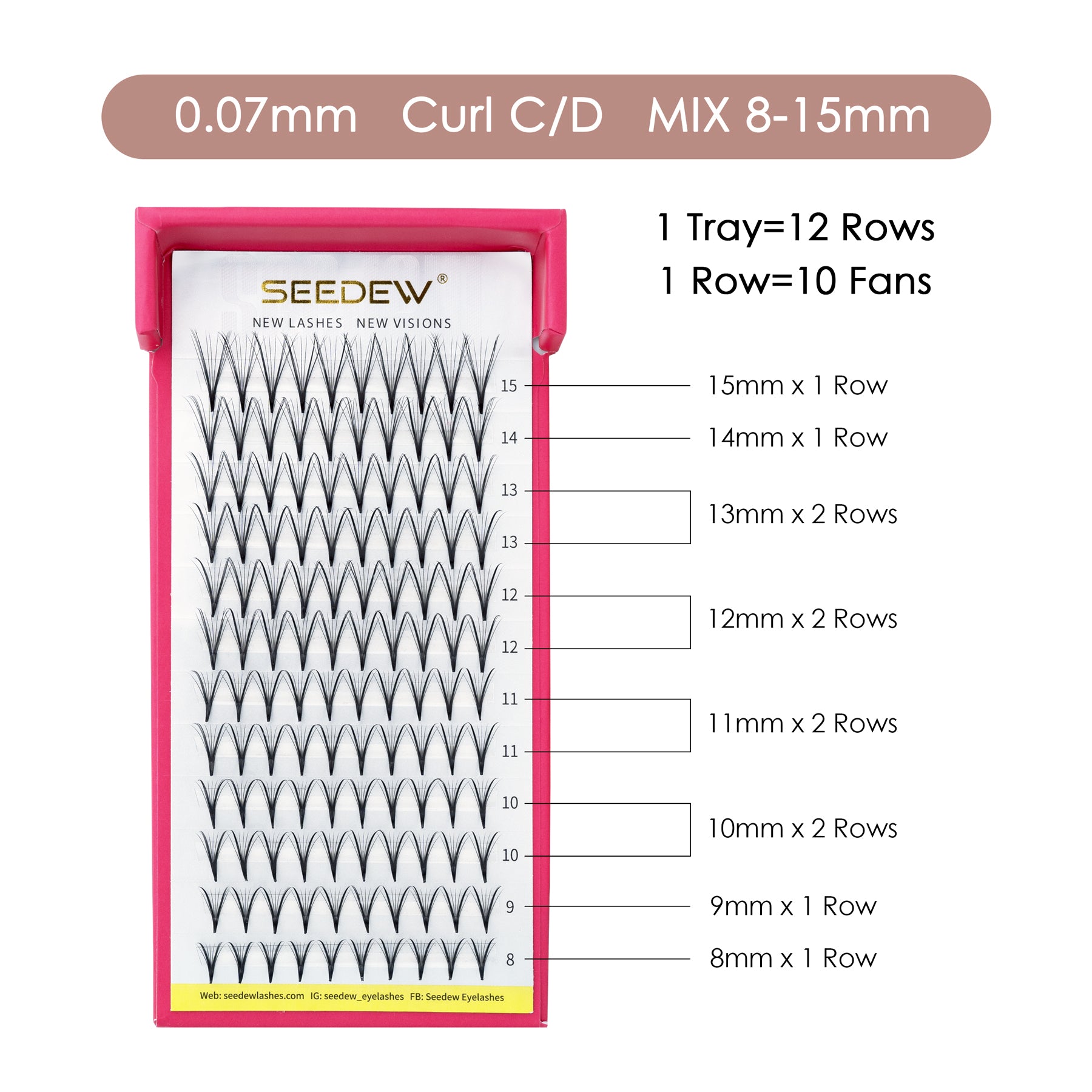 Extensiones de pestañas prefabricadas 6D/10D
